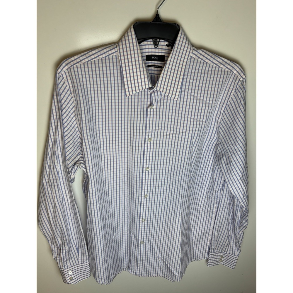 Hugo Boss Long Sleeve Button Down Shirt Men's Regular Fit Sz 17.5 36/37